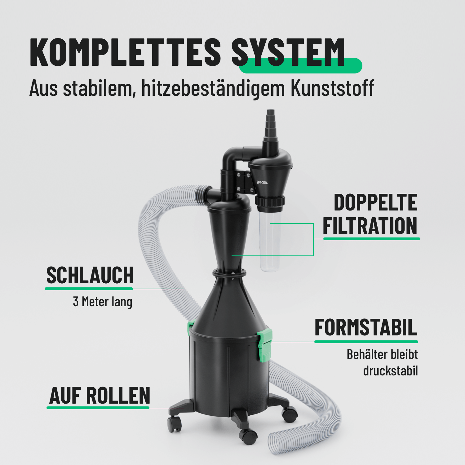 Zyklonabscheider aus stabilem hitzebeständigem Kunststoff auf Rollen 101021-3