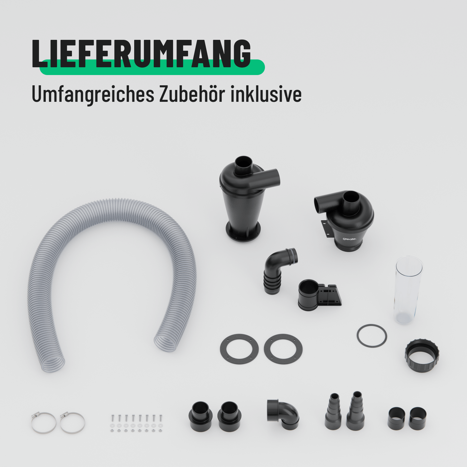 Zyklon Staubabscheider mit umfangreichen Zubehör bietet vielseitige Anschlussoptionen 101020-5